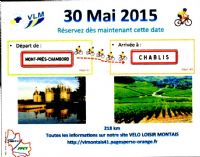 Vélo, 2ème édition de la randonnée en ligne. Le samedi 30 mai 2015 à Mont-près-Chambord. Loir-et-cher. 